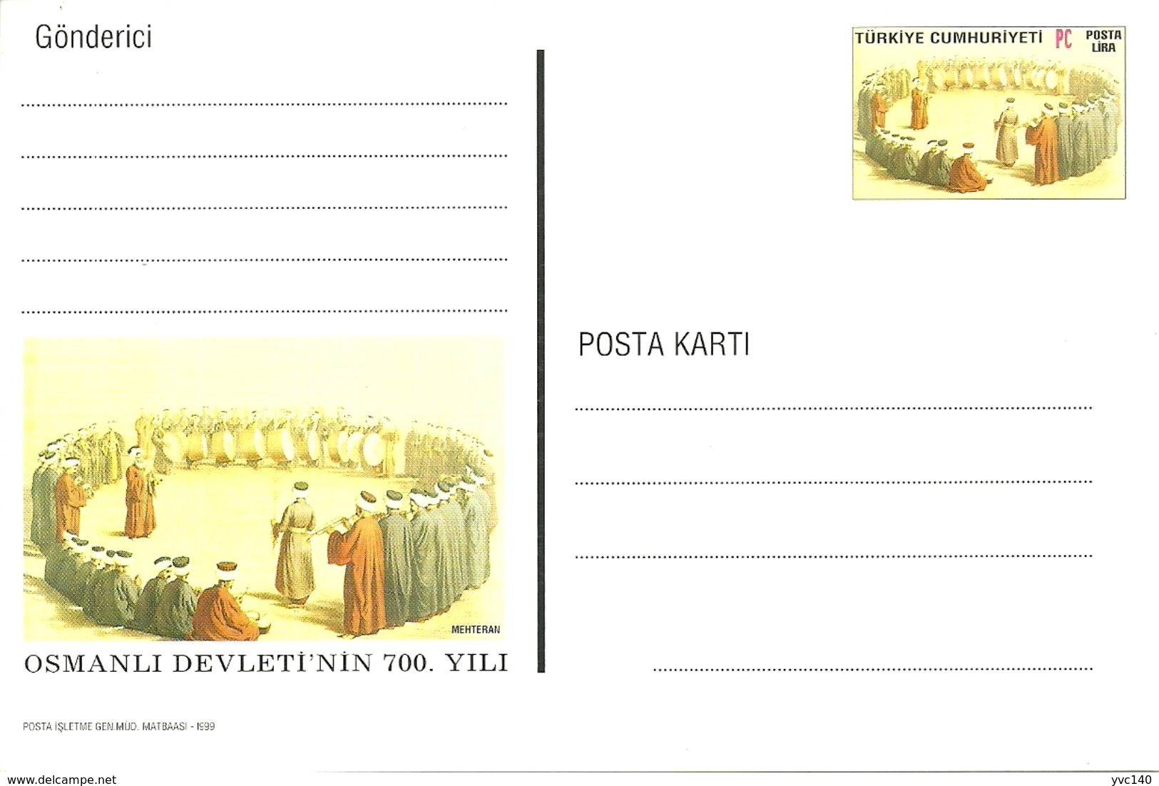 Turkey; 1999 Postal Stationery "Ottoman Empire's 700th Year" - Entiers Postaux