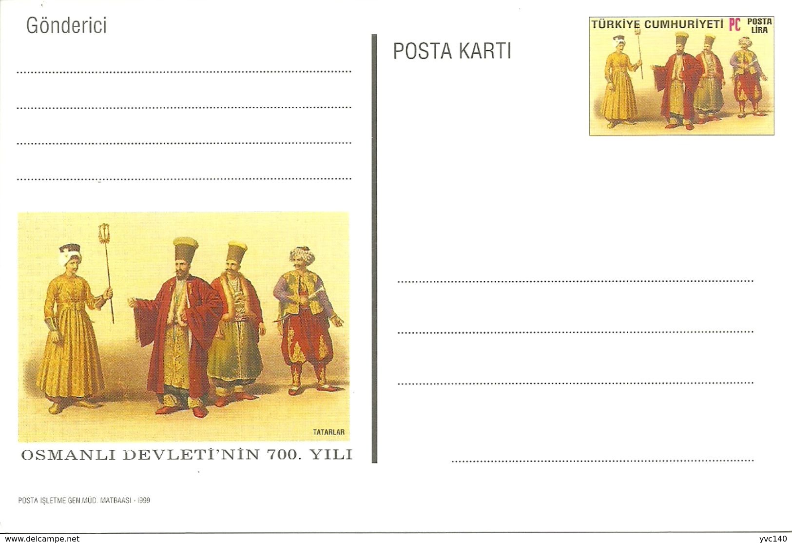 Turkey; 1999 Postal Stationery "Ottoman Empire's 700th Year" - Ganzsachen