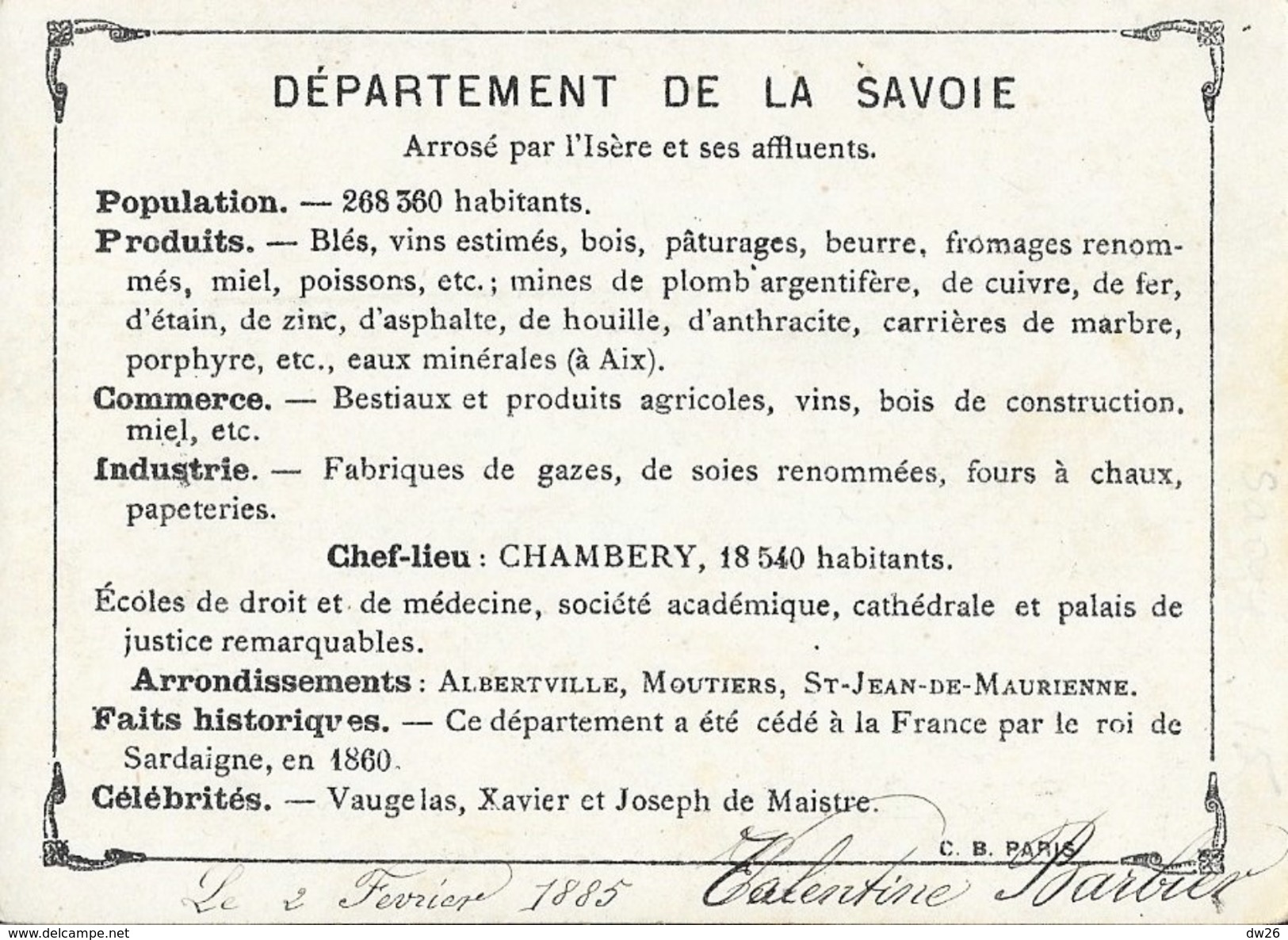 Département De La Savoie, Chef Lieu Chambéry - Produits, Drapeau, Célébrités... - Géographie