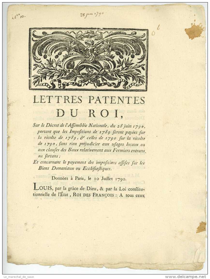 Revolution - 1790 - Assemblee Nationale - Lettres Patentes Du Roi - Décrets & Lois