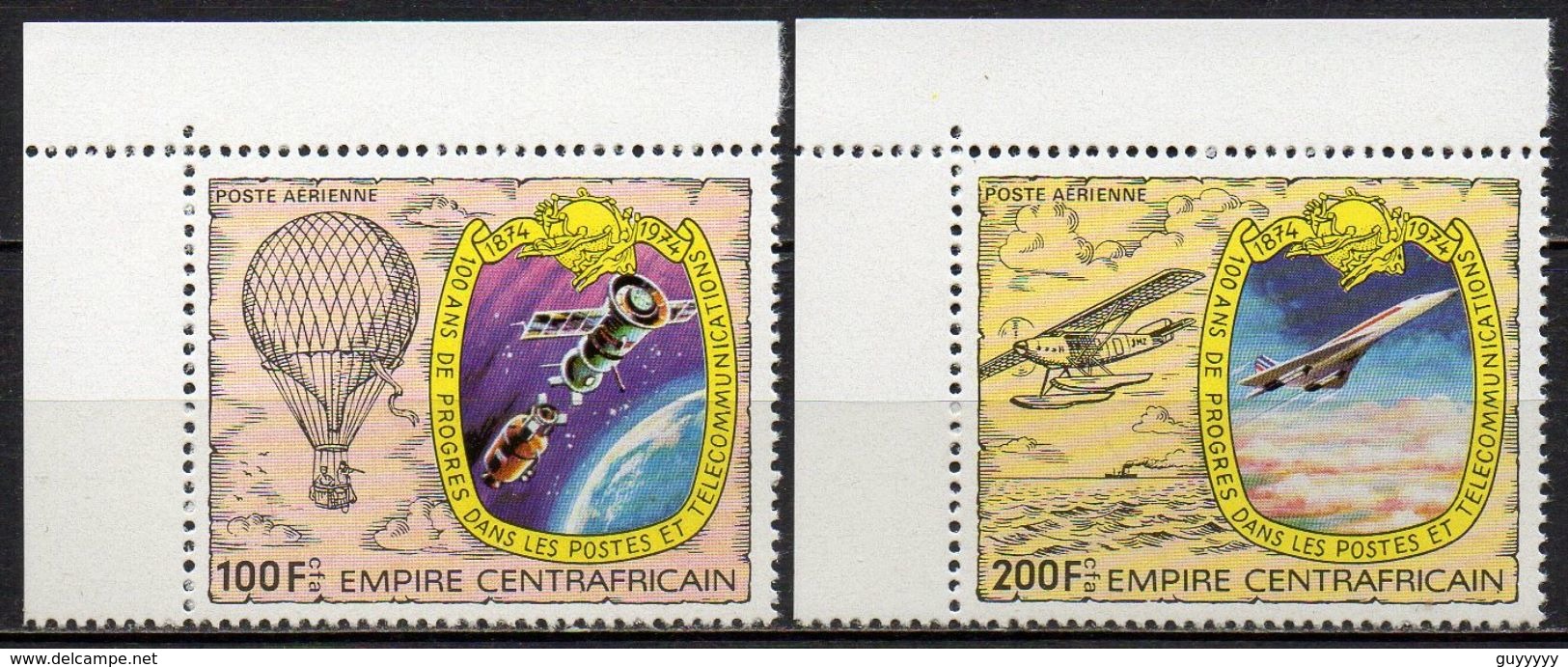 Centrafricaine - Poste Aérienne - 1978 - Yvert N° PA 187 & 188 ** - 100 Ans De Progrès Dans Les Postes Et Télécom - Zentralafrik. Republik