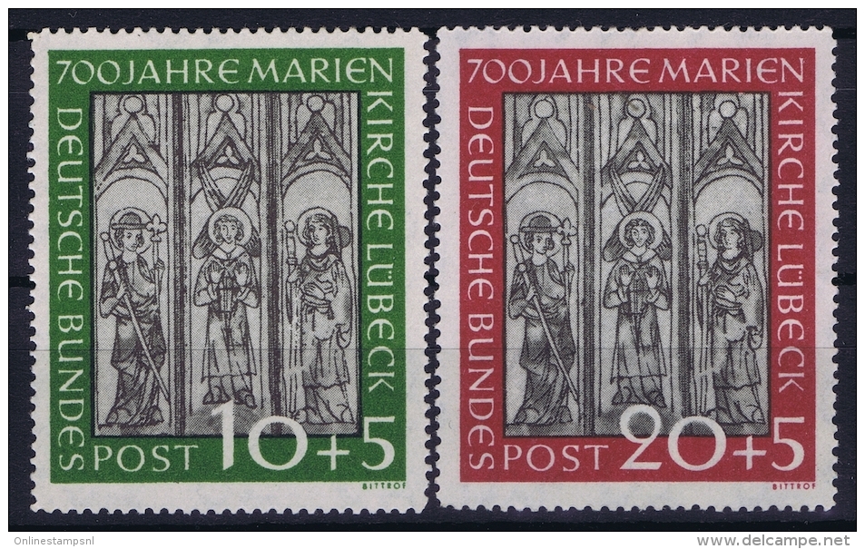 Bundespost: Mi Nr 139 - 140  Marienkirche-Luebeck MH/* Falz/ Charniere 1951 - Ungebraucht