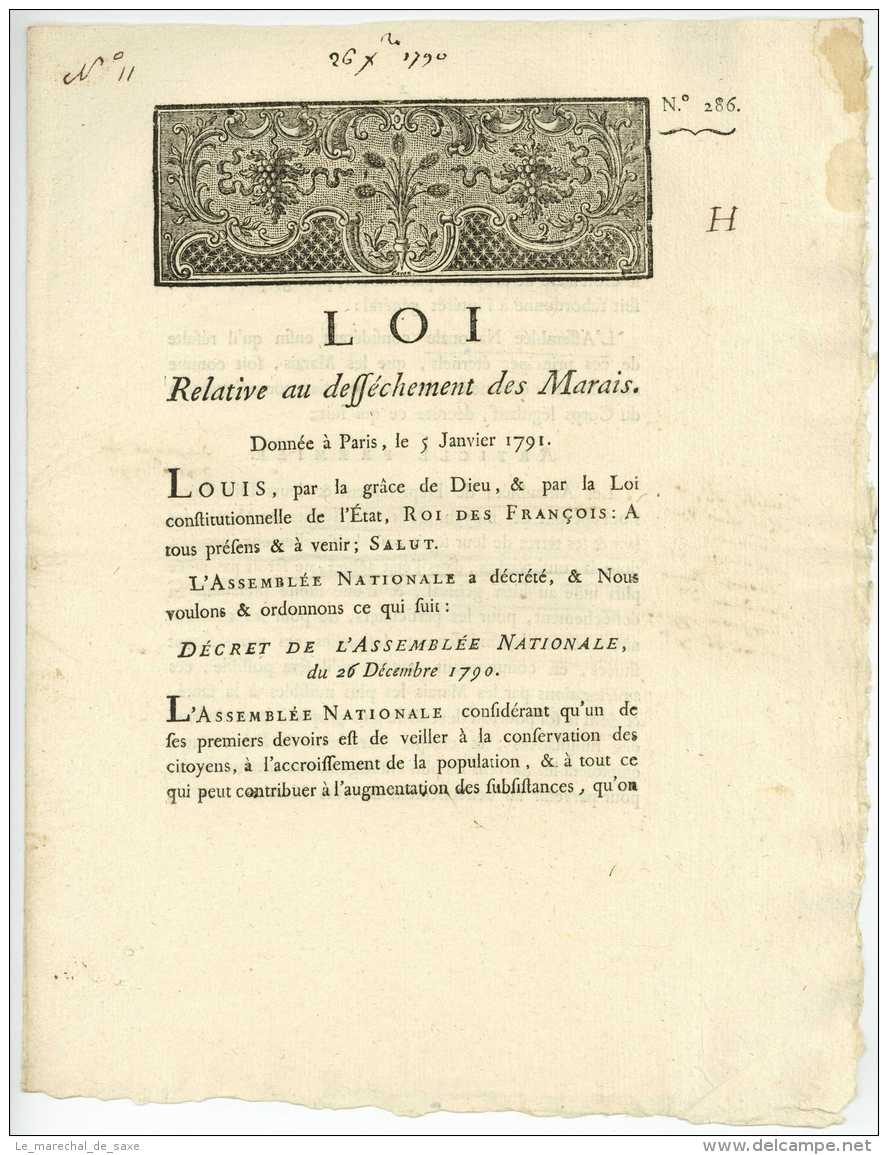 Revolution - 1791 - Loi Relative Au Dessechement Des Marais - Paris - Decreti & Leggi