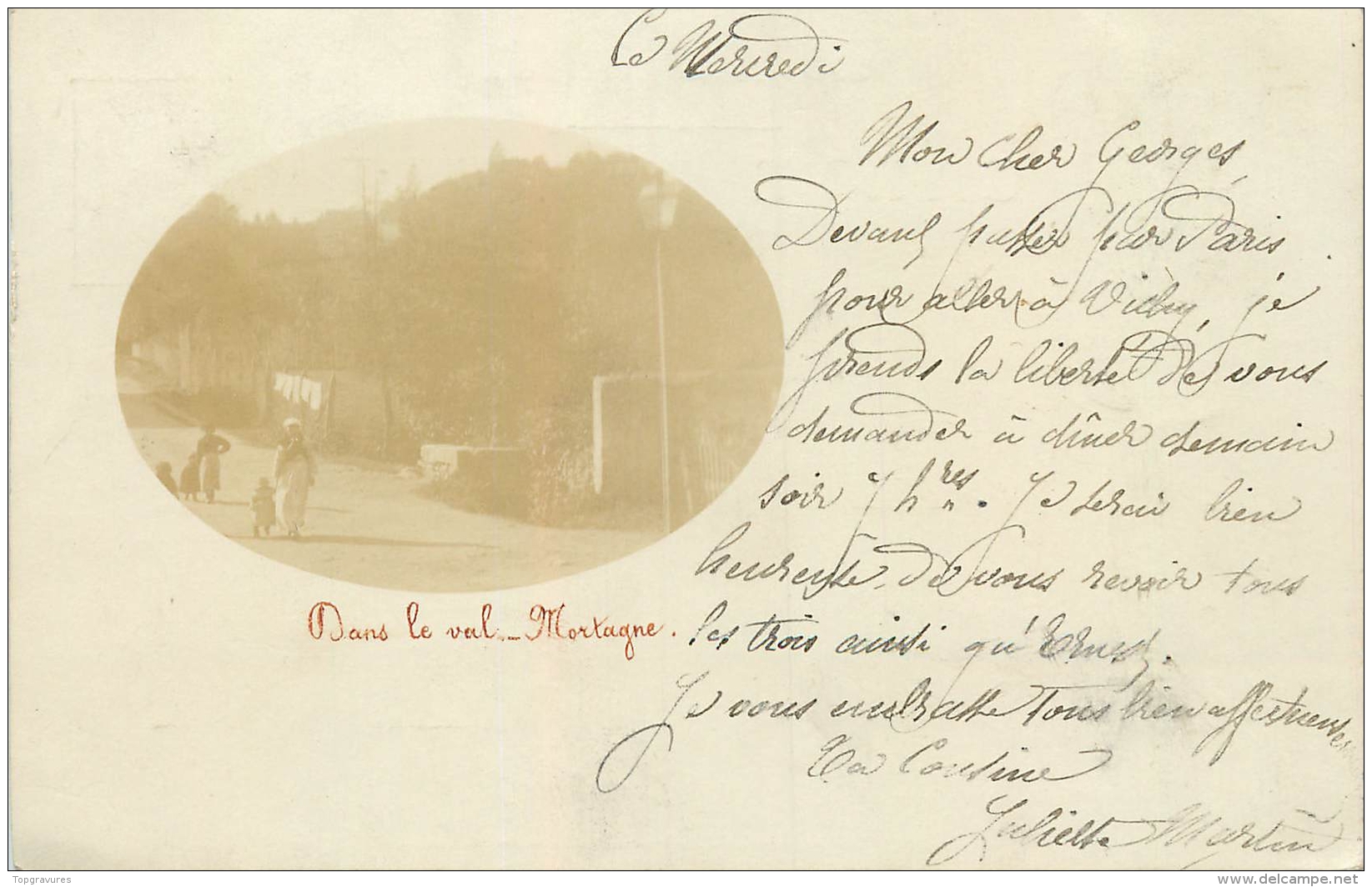 61 CARTE PHOTO DANS LE VAL-MORTAGNE ENCADRE DANS OVAL - Autres & Non Classés