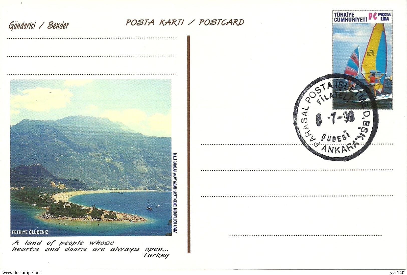 Turkey; 1999 Postal Stationery "Tourism" - Postwaardestukken