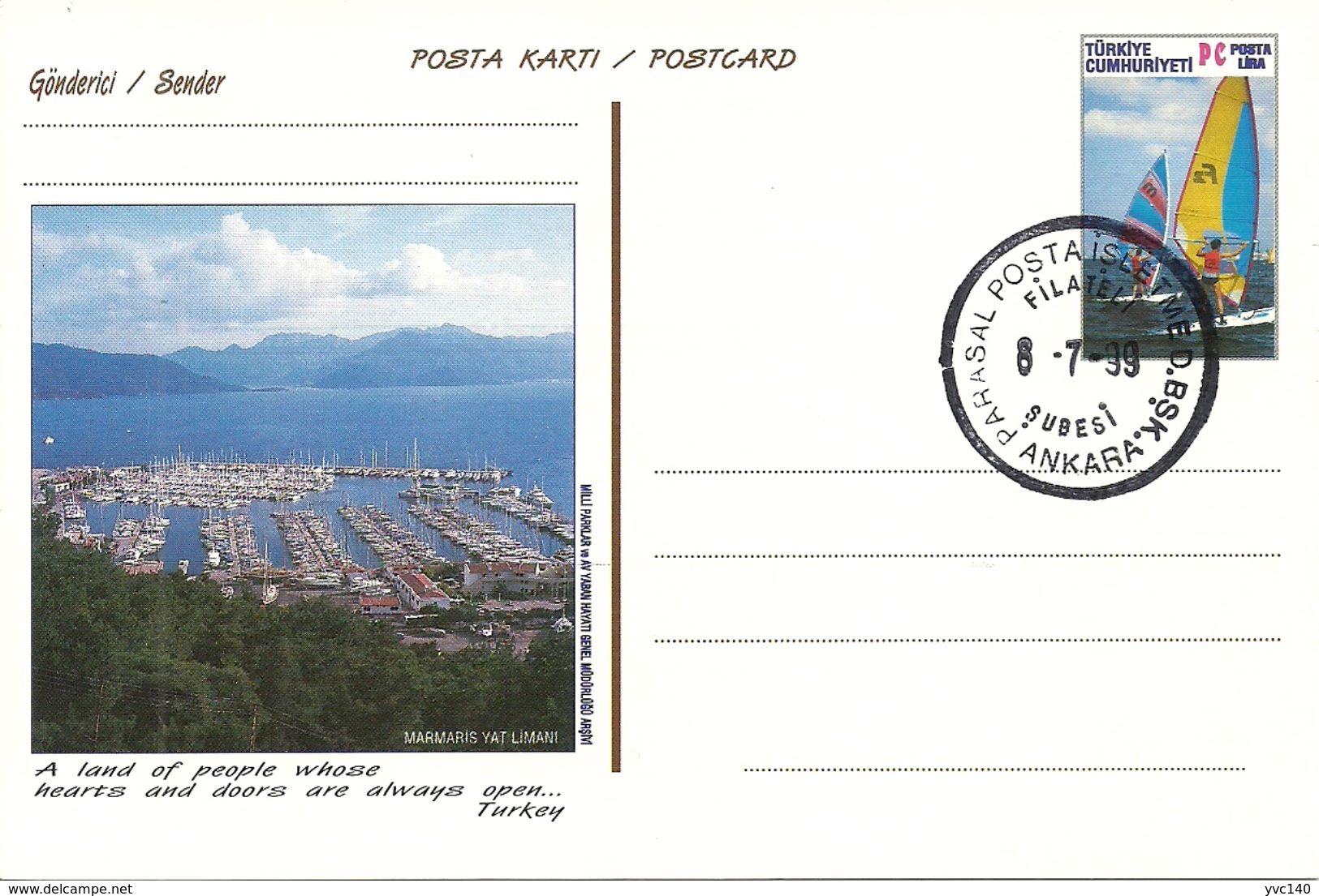 Turkey; 1999 Postal Stationery "Tourism" - Postal Stationery