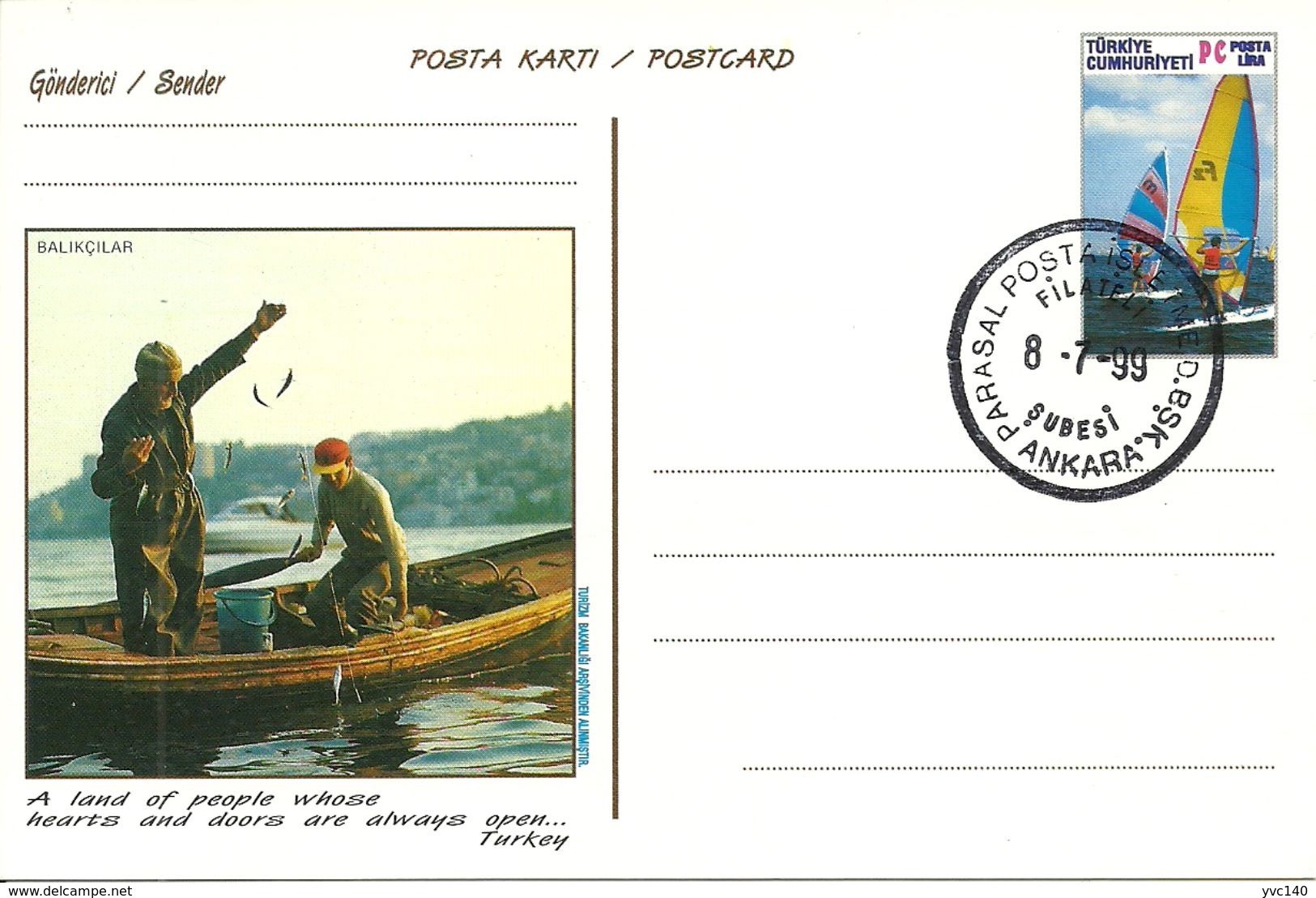 Turkey; 1999 Postal Stationery "Tourism" - Interi Postali