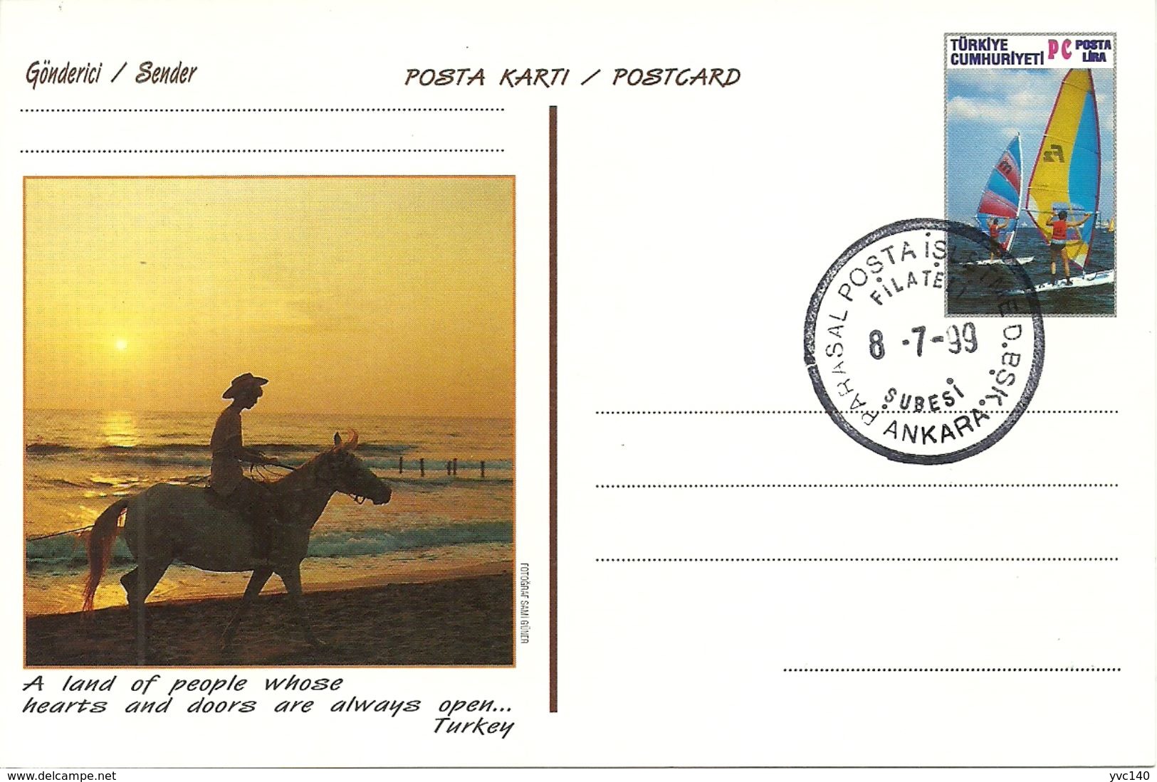 Turkey; 1999 Postal Stationery "Tourism" - Entiers Postaux