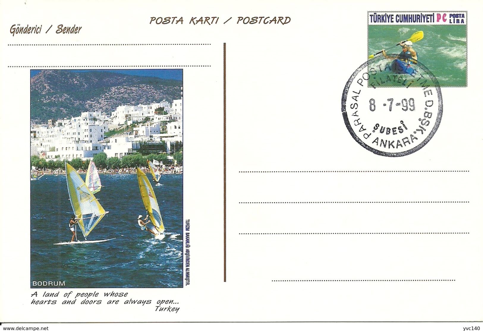 Turkey; 1999 Postal Stationery "Tourism" - Ganzsachen