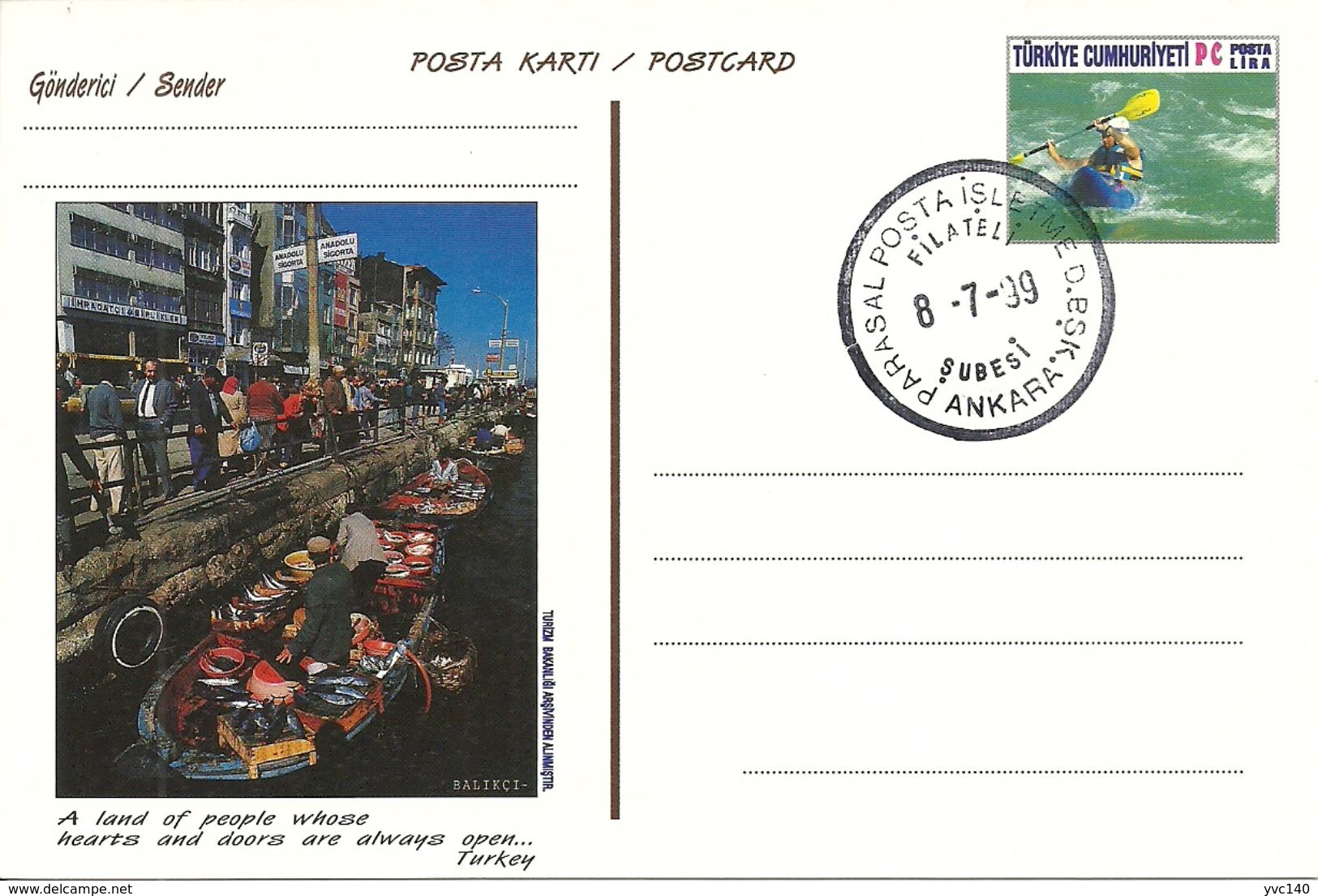 Turkey; 1999 Postal Stationery "Tourism" - Postal Stationery