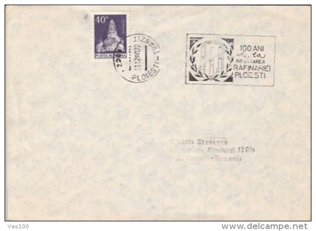 ENERGY, PLOIESTI OIL REFINERY, SPECIAL POSTMARK ON COVER, 1980, ROMANIA - Erdöl