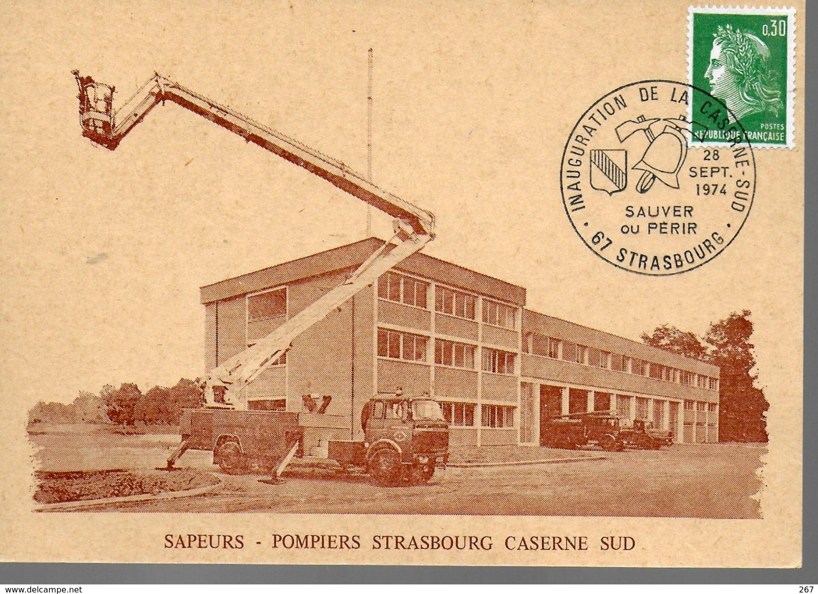 FRANCE  Carte 1974 Caserne De Strasbourg  Pompiers - Feuerwehr