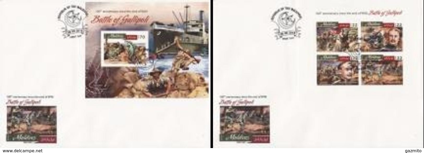 Maldives 2016, Second War World, Battle Of Moscow, 4val In BF +BF  IMPERF. In 2FDC - Maldives (1965-...)