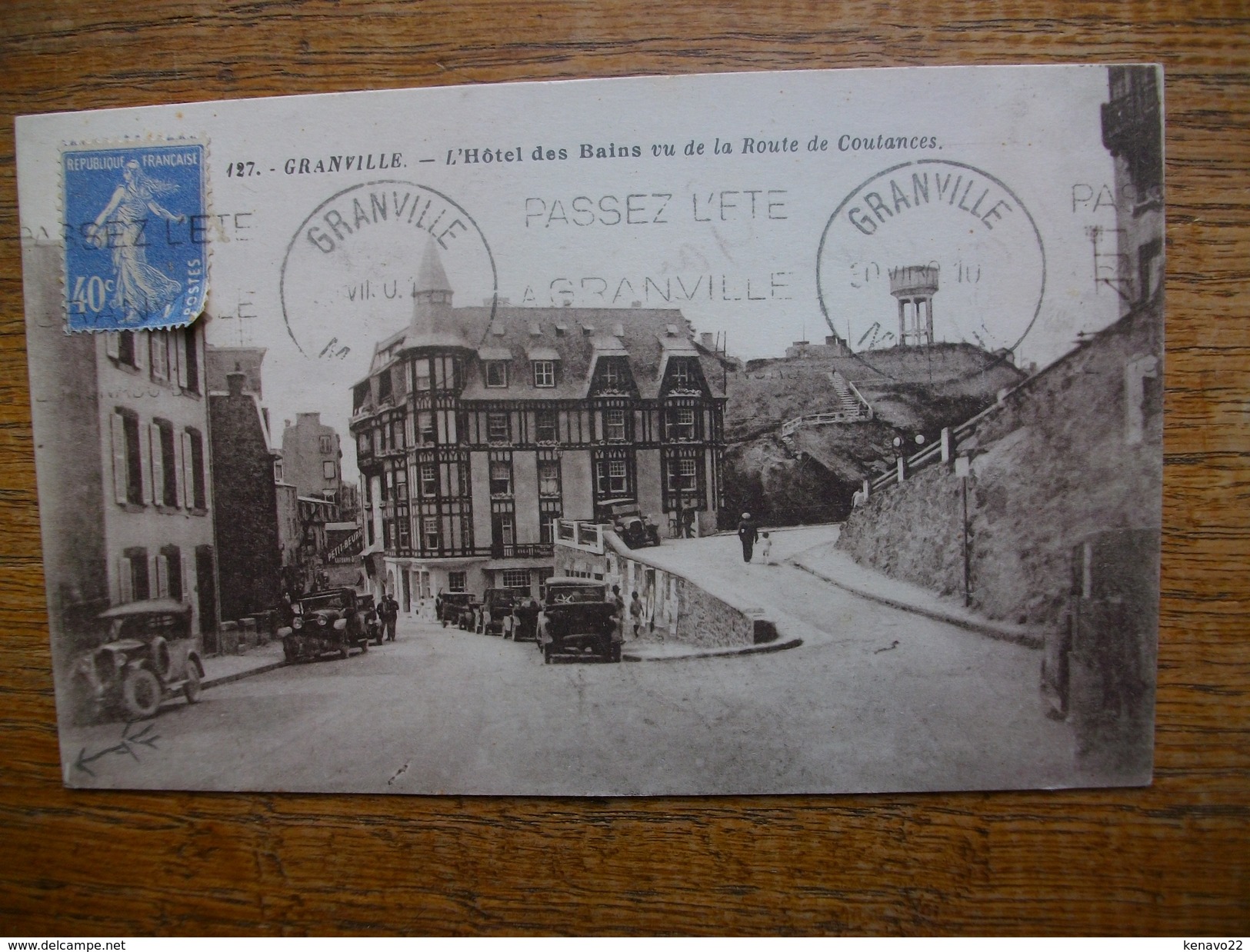 Granville , L'hôtel Des Bains Vu De La Route De Coutances " Carte Animée " - Granville