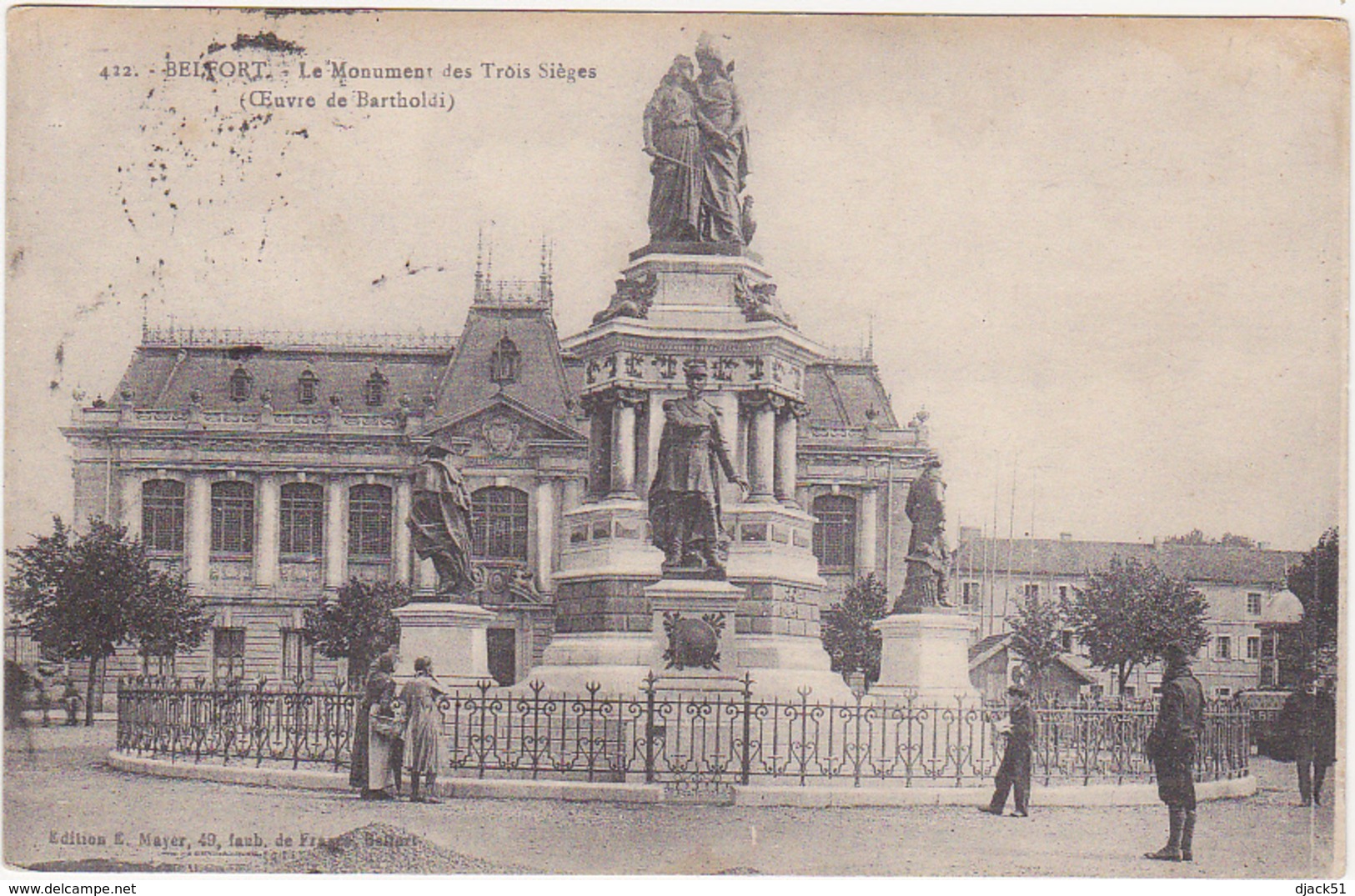 90 - BELFORT - Le Monument Des Trois Sièges (Bartholdi) - 1917 / Animation - Belfort - Ville