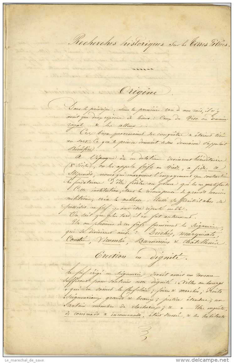 Manuscrit Vers 1850 - Liste Alphabetique Des TERRES TITRES En ANJOU Angers Beaufort Beaupreau Vihiers - Manuscritos