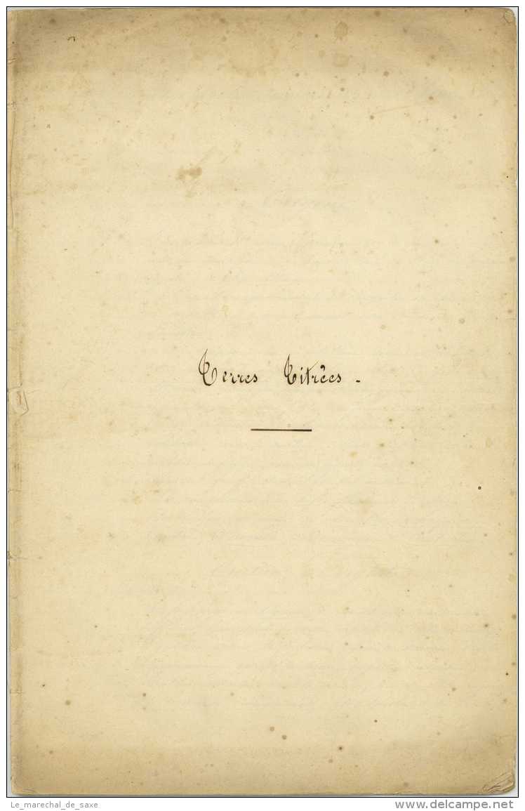 Manuscrit Vers 1850 - Liste Alphabetique Des TERRES TITRES En ANJOU Angers Beaufort Beaupreau Vihiers - Manuscrits