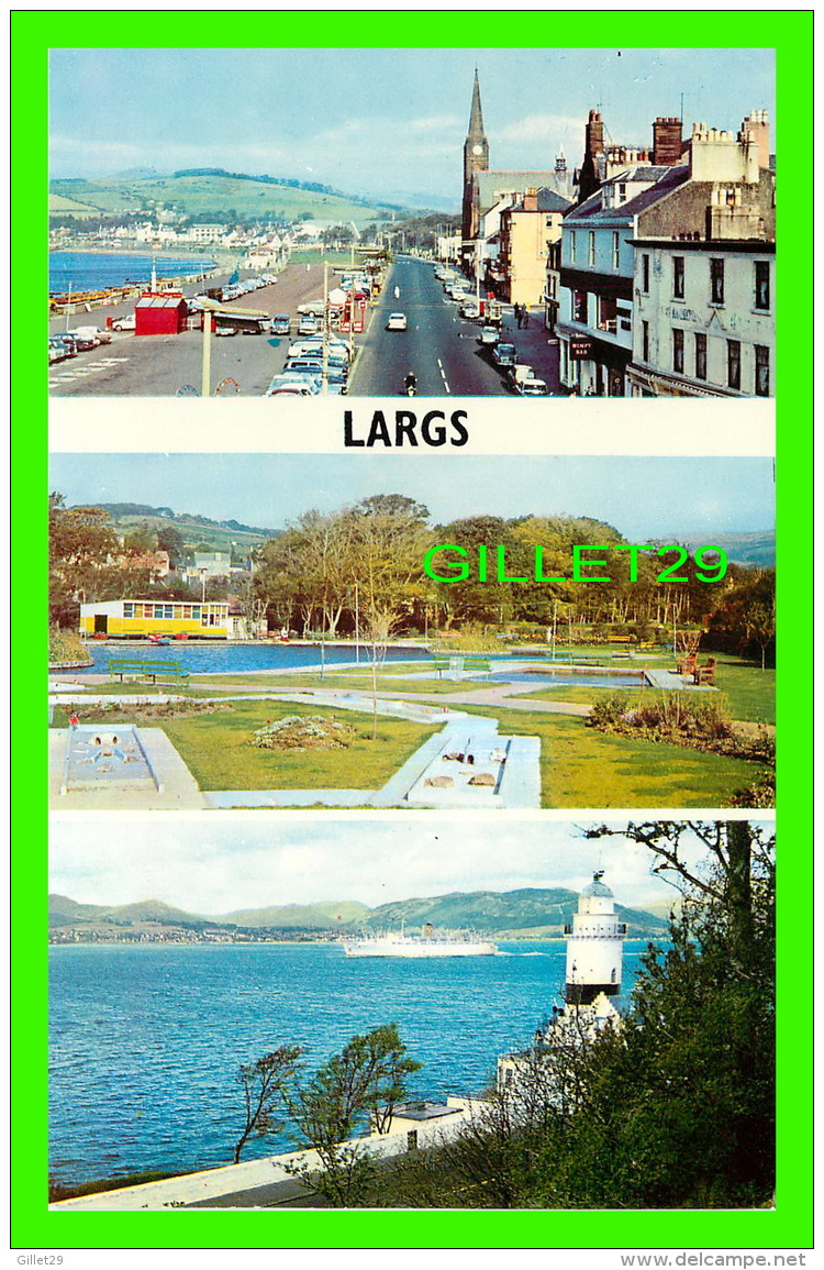 LARGS, SCOTLAND - 3 MULTIVIEWS - THE PROMENADE, AUBREY PARK BOATING LAKE, CLOCH LIGHTHOUSE - - Nairnshire