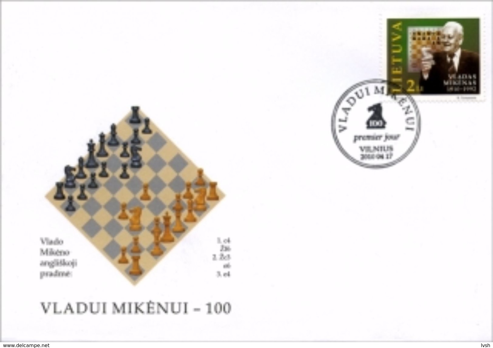 Lithuania.2010.Vladas Mikenas.Chess.FDC . - Lithuania