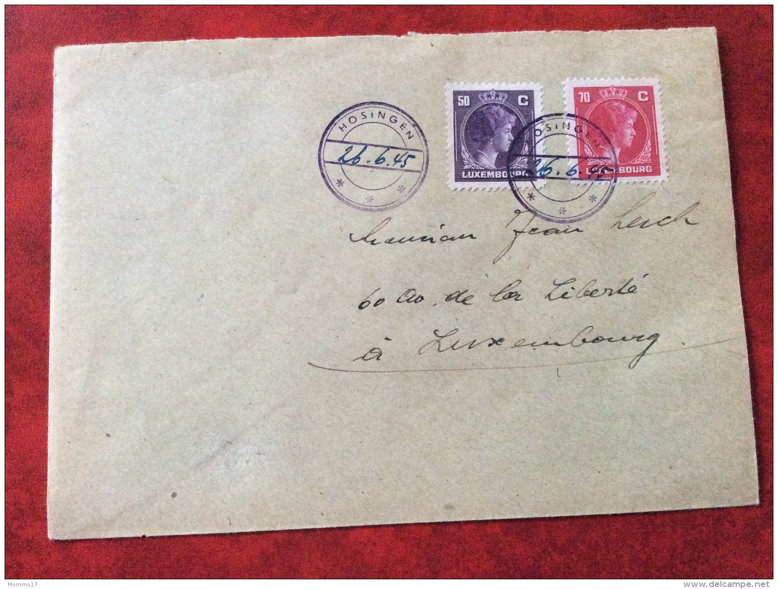 Luxembourg Belle Lettre "gummistempel" Hosingen - Covers & Documents