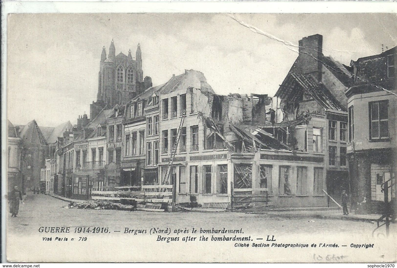 NORTD - 59 - BERGUES - Guerre 14 - Bombardement - Pliure - Autres & Non Classés