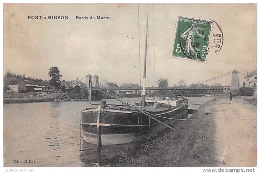 Port A Binson     51       . Bords De La Marne.  Péniche                      (voir Scan) - Other & Unclassified