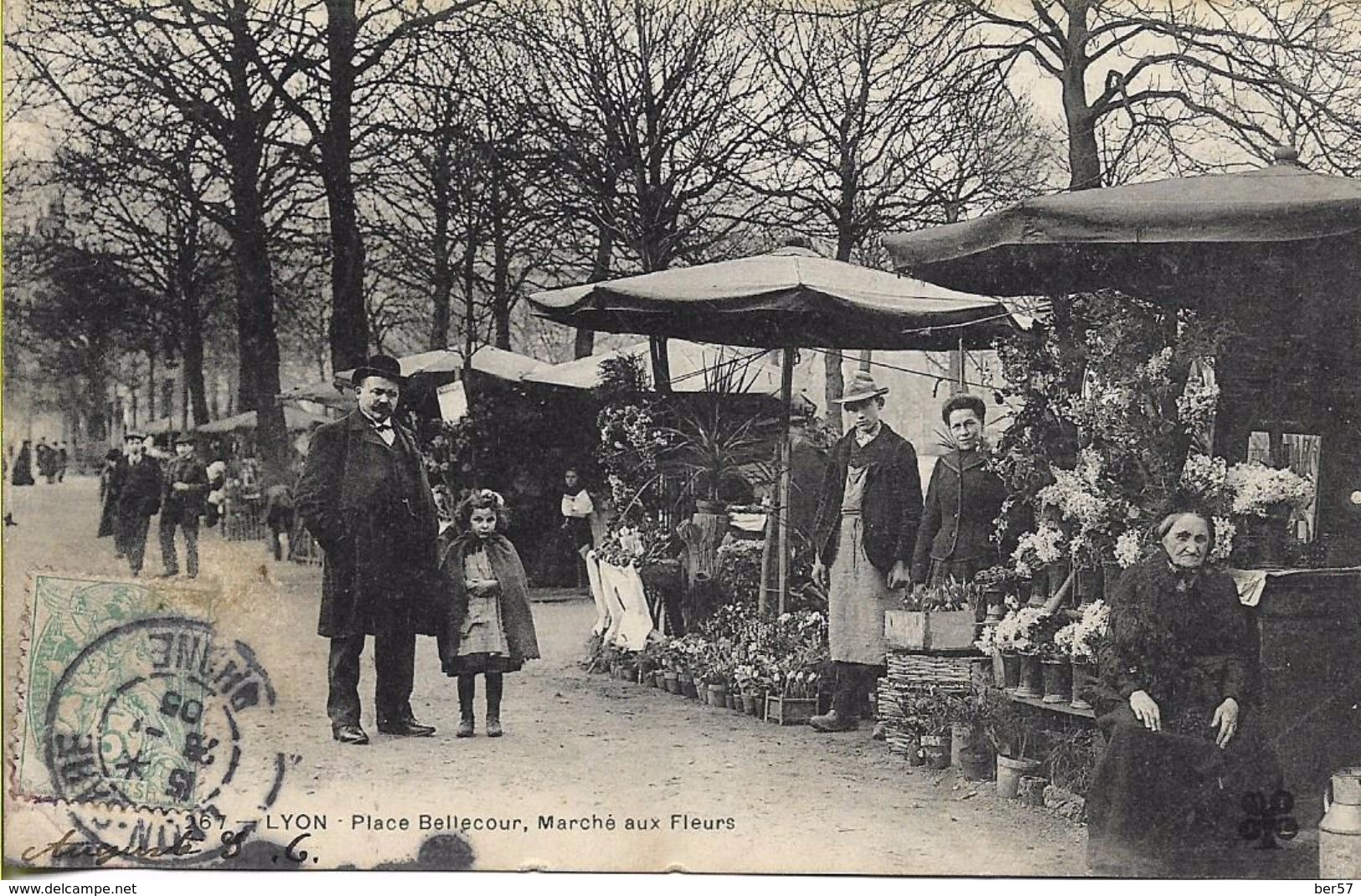 CPA Animée De 1905 : Lyon (69) - Le Marché Aux Fleurs De La Place Bellecour - Lyon 2