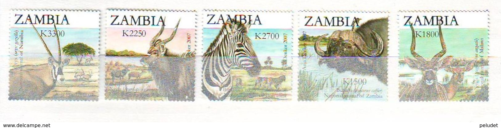 Zambia 2007 Animals Of Zambia - The Second SAPOA Joint Issue 5 V. Mint ** - Zambia (1965-...)