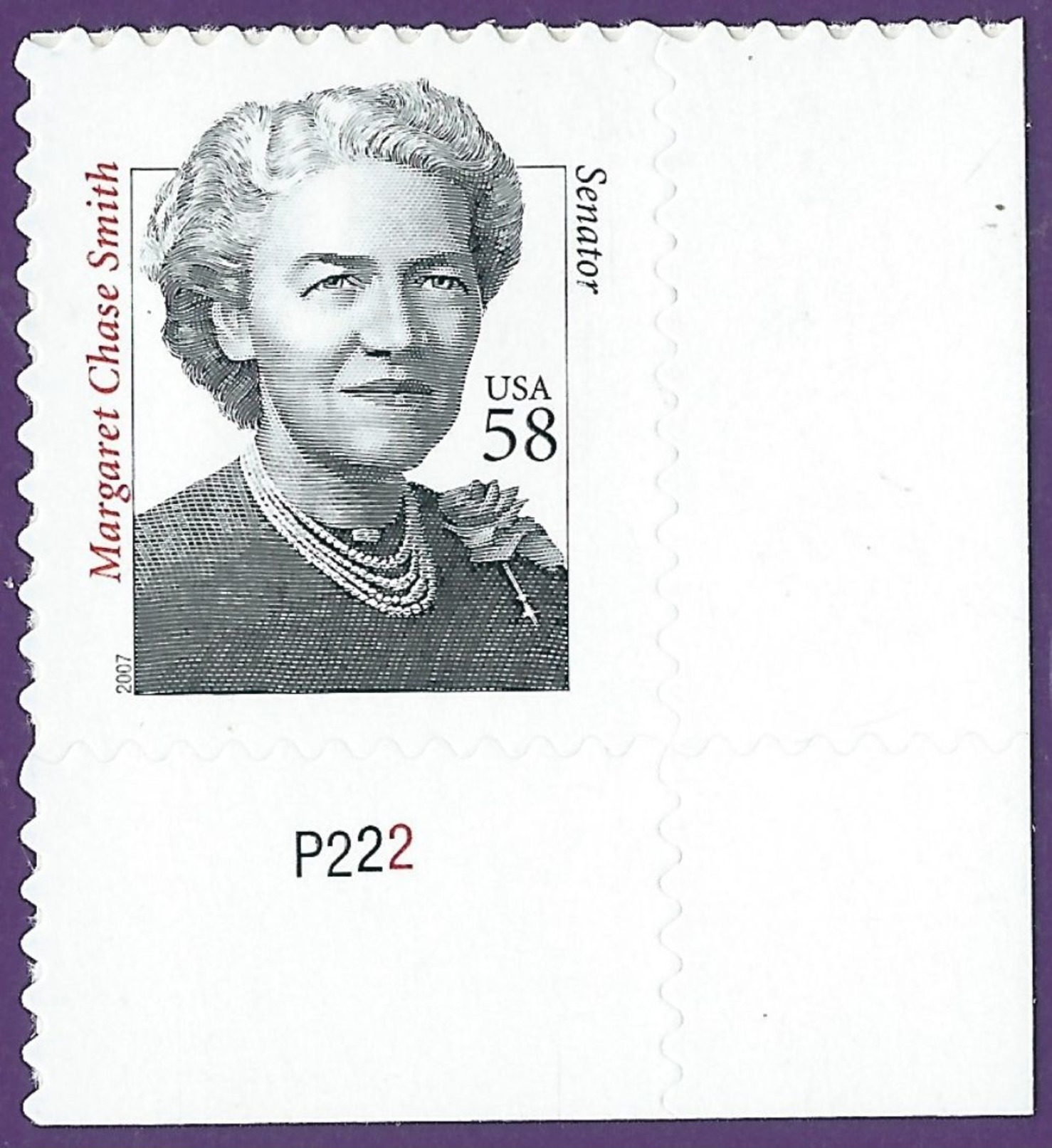 U.S. 2007. Scott #3427. Serpentine Die Cut 11½ X 11. MARGARET CHASE SMITH (1897-1995), SENATOR. MNH (**) - Ungebraucht