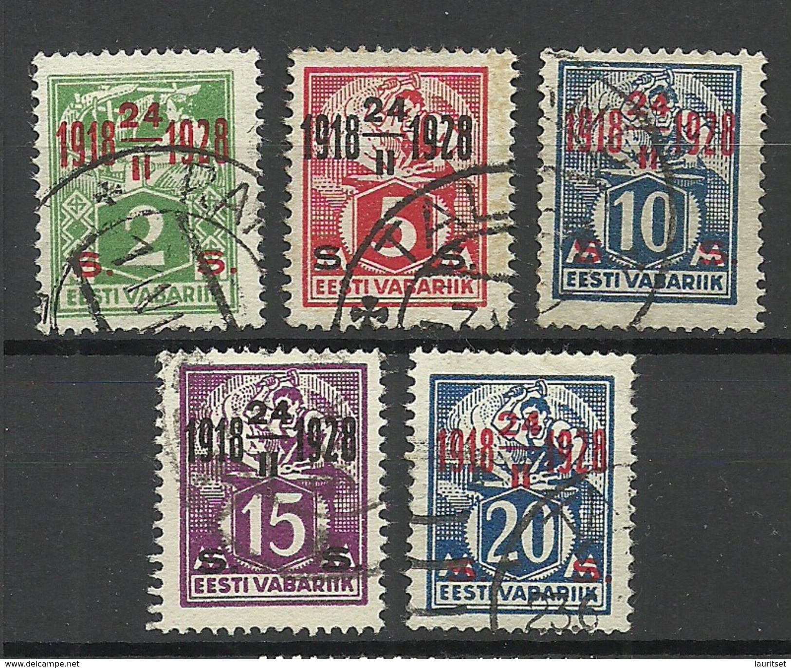 Estland Estonia 1928 Anniversary Michel 68 - 72 O - Estland