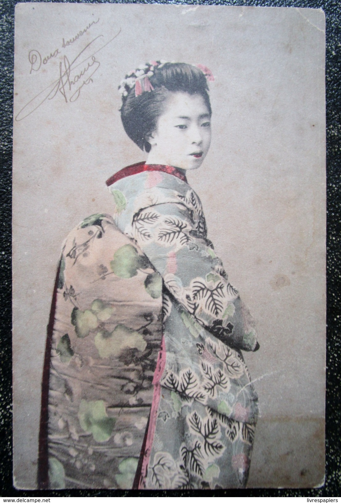 Japon Femme Kimono  Costume Cpa - Autres & Non Classés