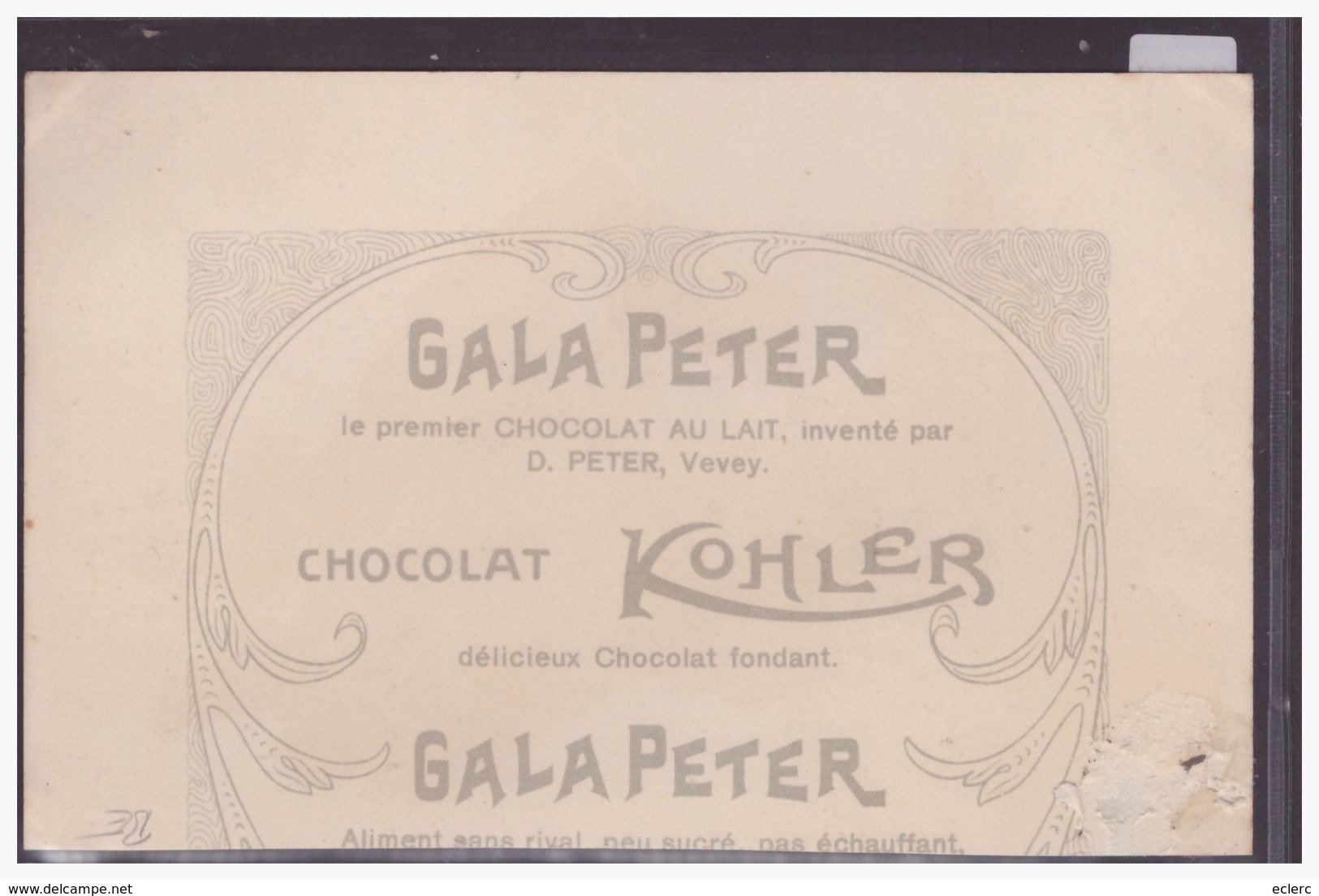 SCHLOSS LAUPEN - PUBLICITE CHOCOLAT GALA PETER KOHLER - B ( COIN AMINCI ) - Laupen