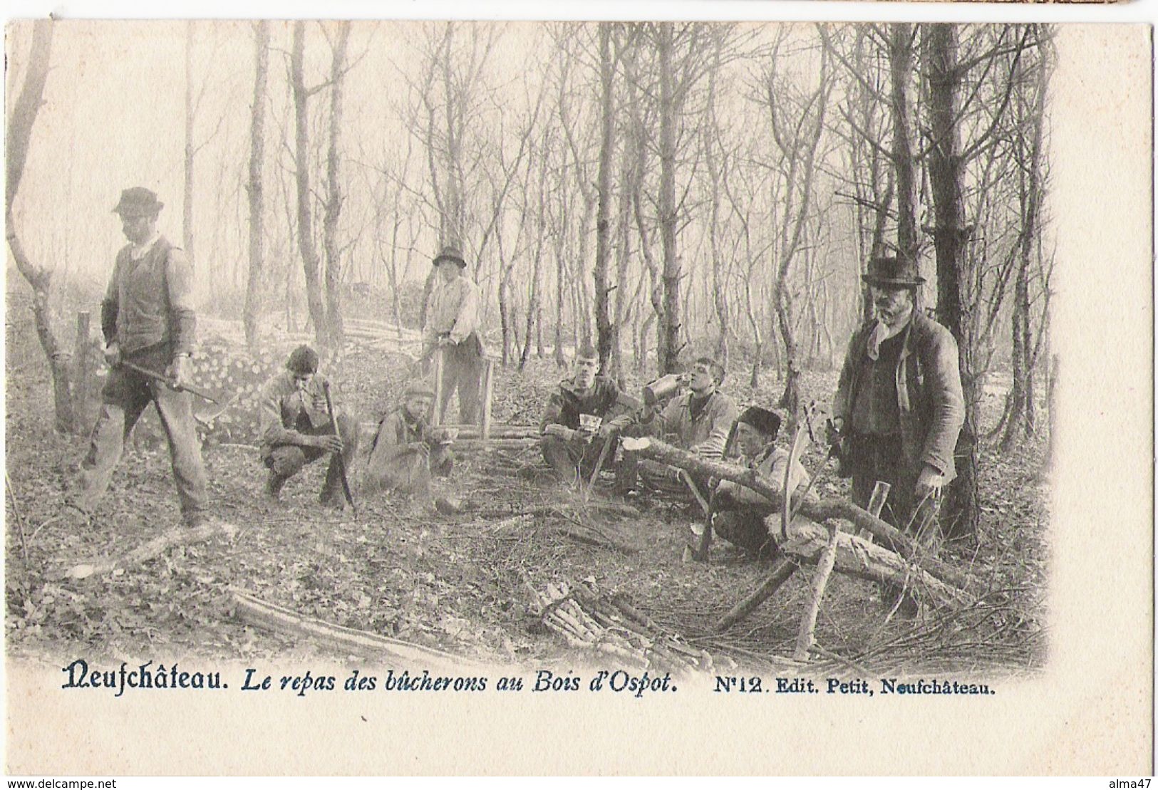 Neufchâteau - Le Repas Des Bûcherons Au Bois D'Ospot - N° 12 Edit. Petit, Neufchâteau - Pas Circulé - Dos Simple - SUPER - Neufchâteau