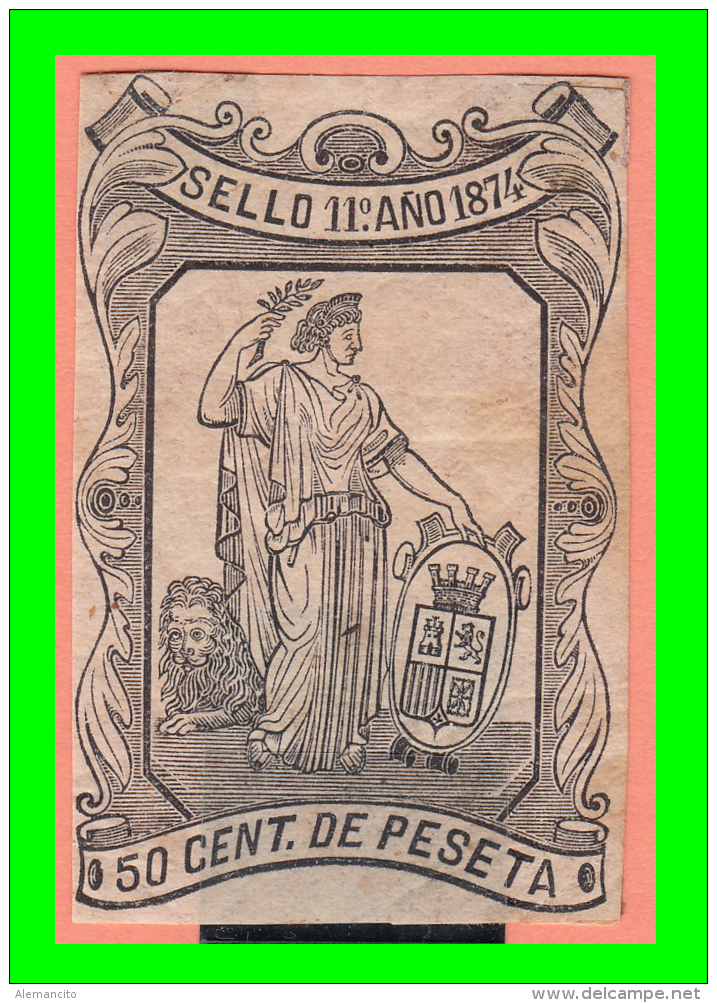 ESPAÑA  SELLO 11&ordm;  DE  0.50 Cs  DE PESETA    AÑO 1874 - Gebruikt