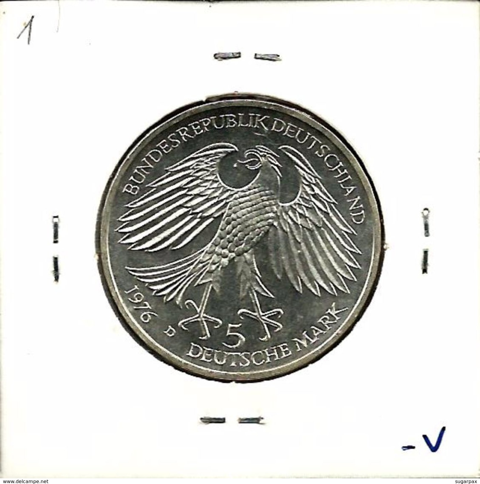 GERMANY Fed. Rep. - 5 DM 1976 D - KM # 144 - Silver Argent - Von Grimmelshausen - 5 Mark