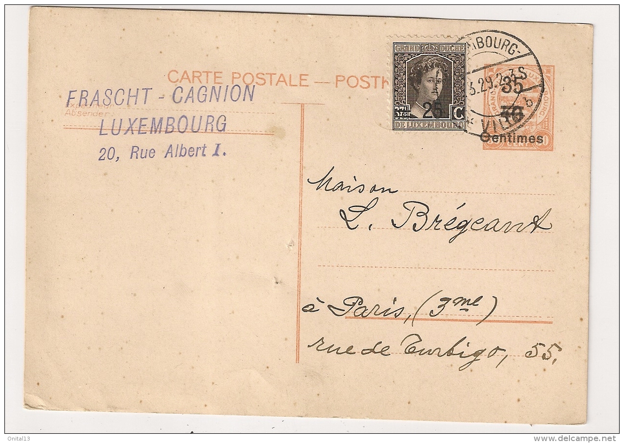 ENTIER POSTAL A DESTINATION DE PARIS / SURCHARGE SUR ENTIER ET LE TIMBRE  CPA1185 - Entiers Postaux