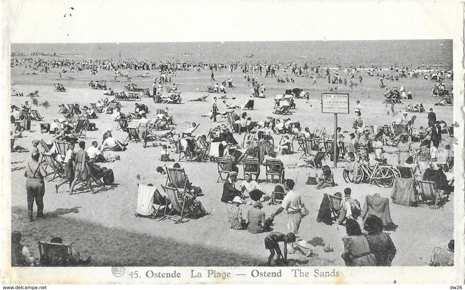 Ostende (Oostende) - La Plage - Belle Animation (transat, Vélos) - Phototypie A. Dohmen, Carte Albert N° 45 - Oostende