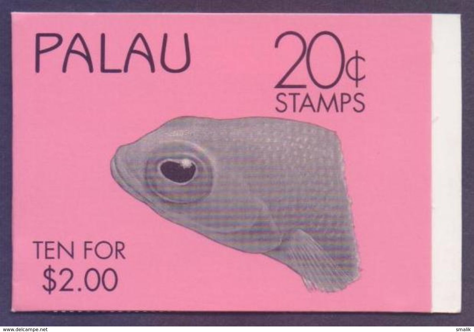 Republic Of PALAU 1995 - MNH Complete Booklet On Magenta Fishes, 10 Stamps Of 20c - Palau