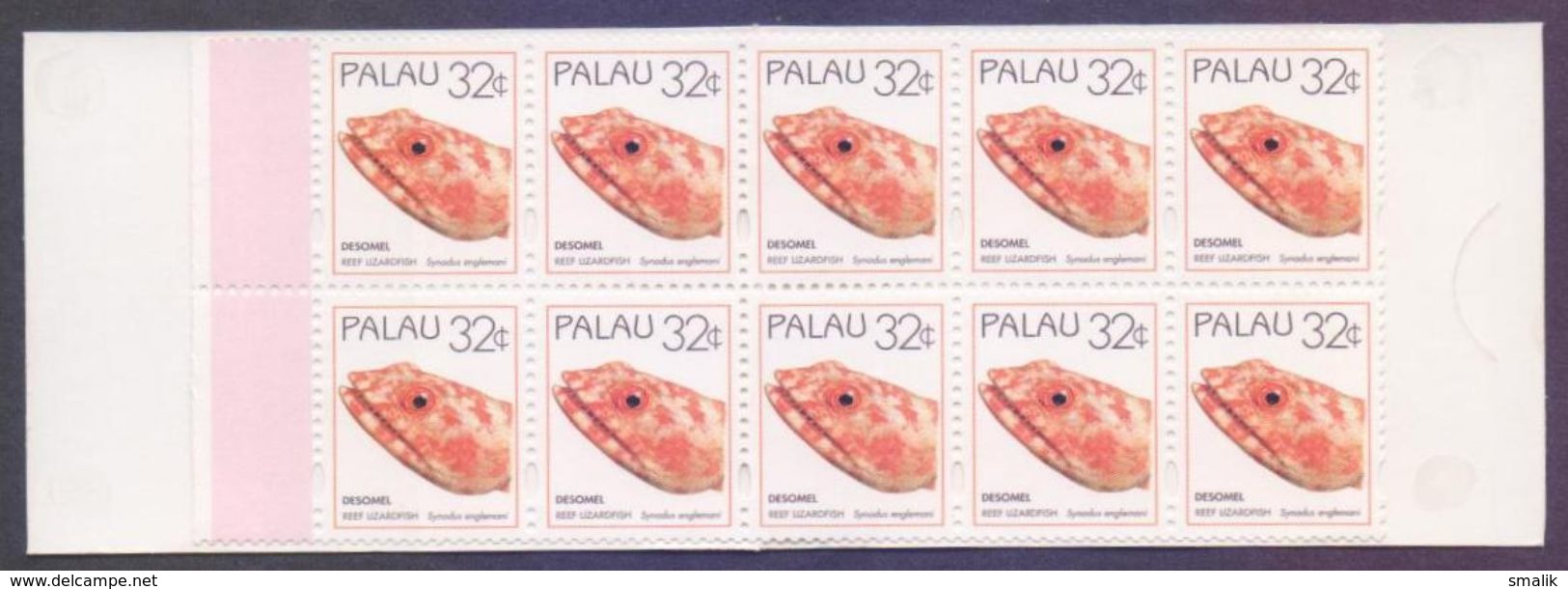 Republic Of PALAU 1995 - MNH Complete Booklet On REEF Fishes, 10 Stamps Of 32c - Palau