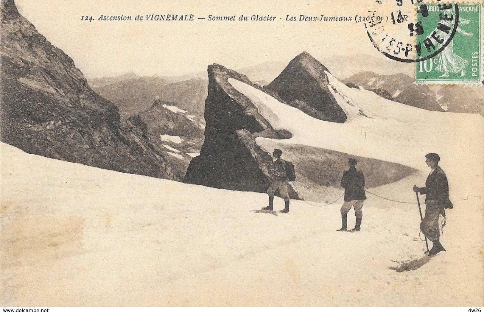 Alpinisme: Ascension De Vignemale, Cordée D'alpinistes Au Sommet Du Glacier- Lles Deux Jumeaux - Ed. Bloc Frères - Alpinismo