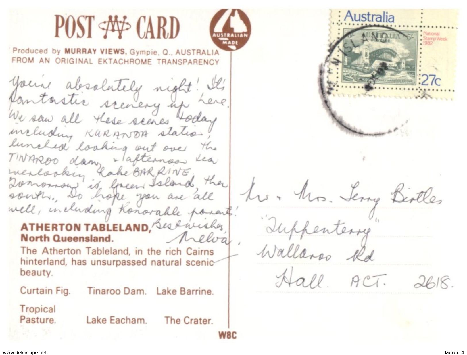 (777) Australia - (with Stamp At Back Of Card) QLD - Atherton Tablelands - Atherton Tablelands