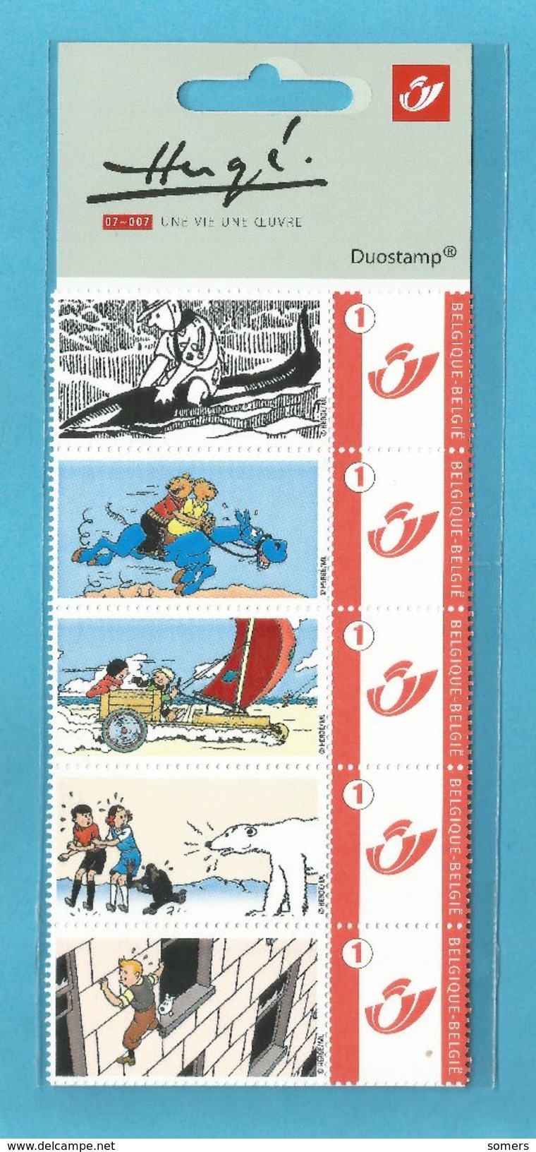 DUOSTAMP KUIFJE / TINTIN .. STRIP Van 5 ...** MNH ... **  SUPER SALE ** ............. KUI8 - Comics