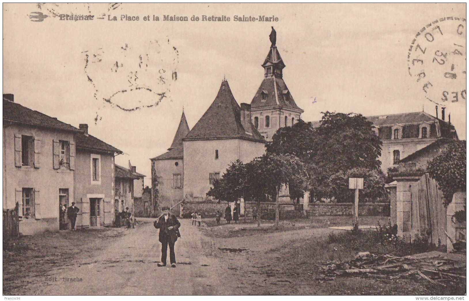 CPA - Etagnac - La Place Et La Maison De Retraite Ste Marie - Autres & Non Classés