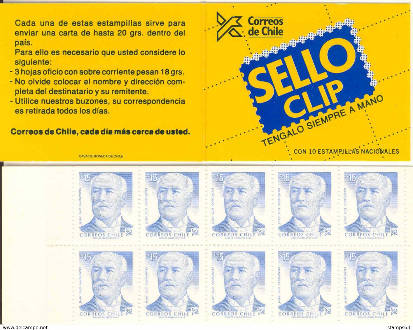 CHILE, 1987, Booklet 1a, Sanfuentes, Unglazed Cover - Chile