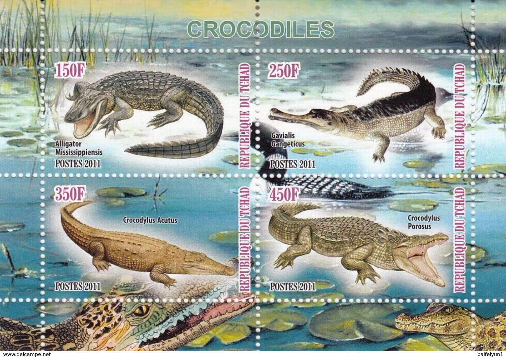 2011 Chad Africa Animal  Crocodile  MS - Sonstige & Ohne Zuordnung