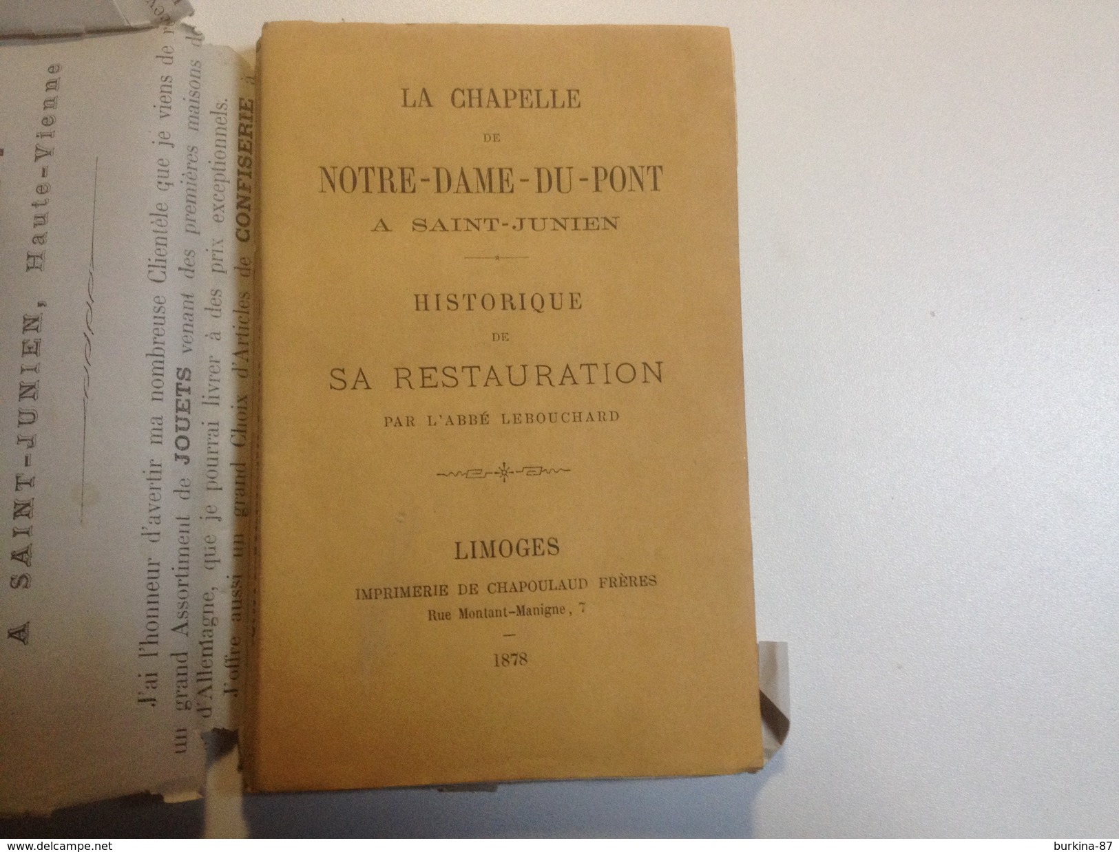 La CHAPELLE DE NOTRE DAME DU PONT, 1878, ST JUNIEN,  87 - Religion