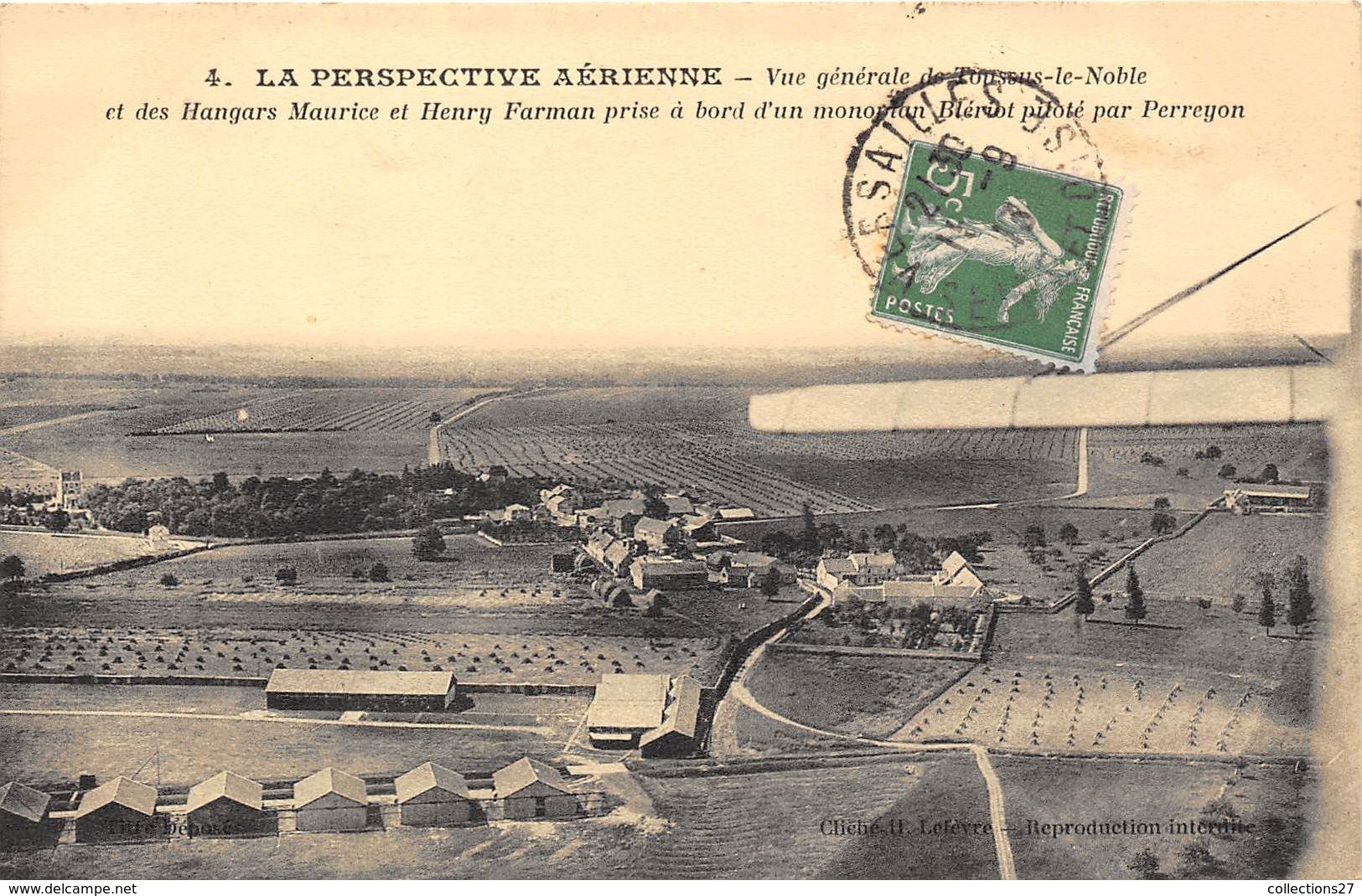 78-TOUSSUS-LE-NOBLE- PERSPECTIVE  AERIENNE, VUE Gel DES HANGARS MAURICE ET HENRY FARMAN PRISE A BORDDU MONOPLAN BLERIOT - Toussus Le Noble