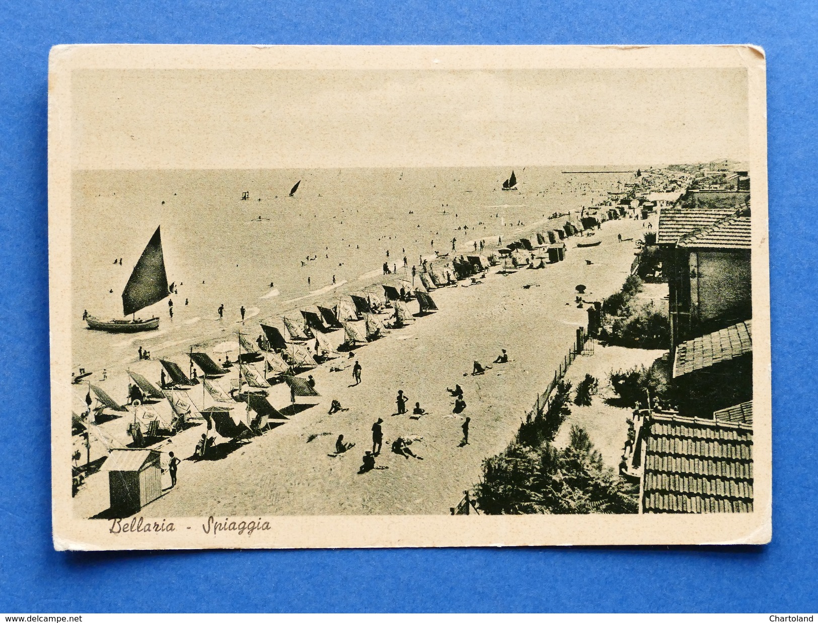Cartolina Bellaria - Spiaggia - 1950 - Rimini