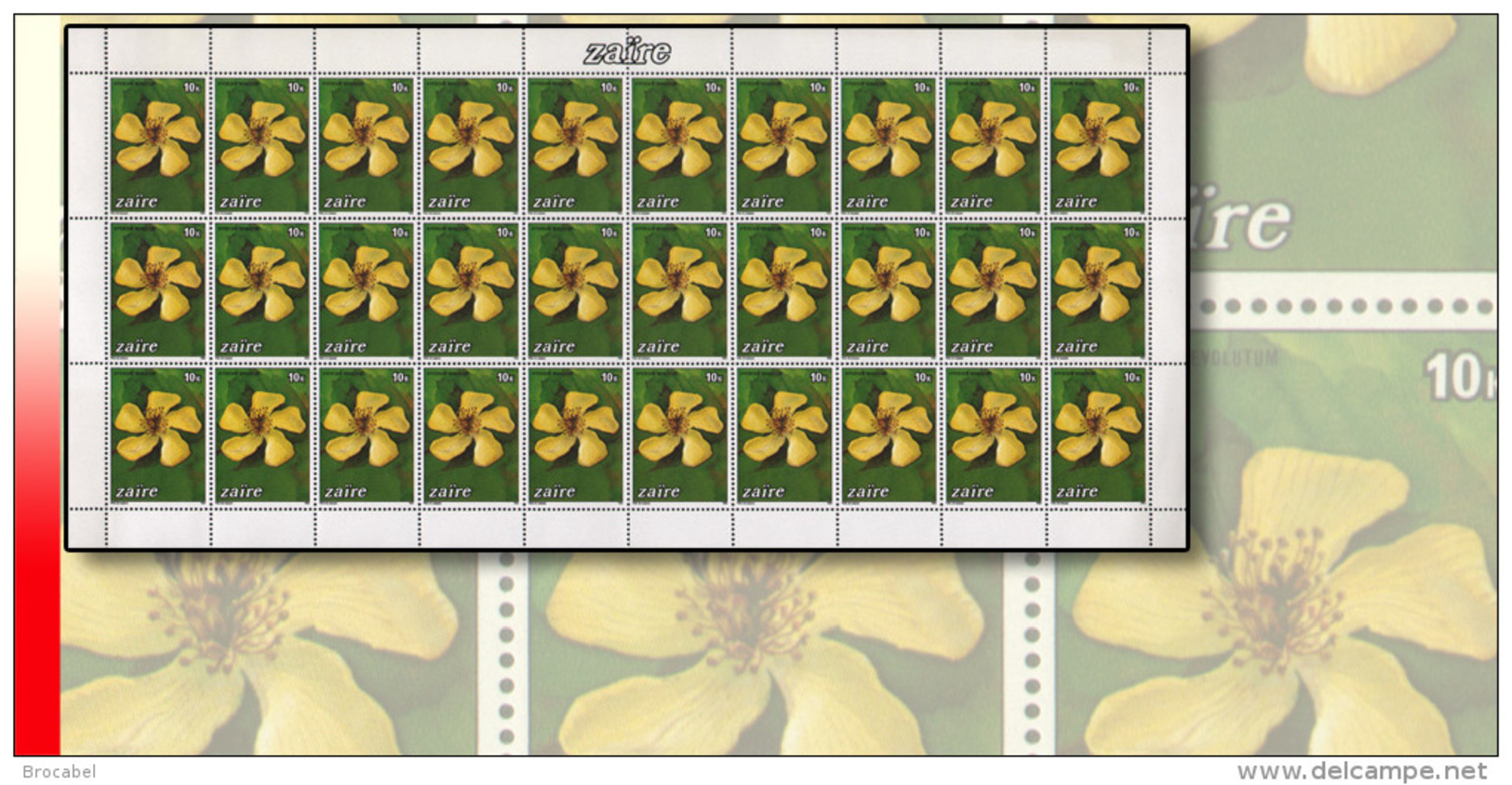Zaire 1231** 10K  Fleurs - Feuille / Sheet De 30  MNH - Neufs