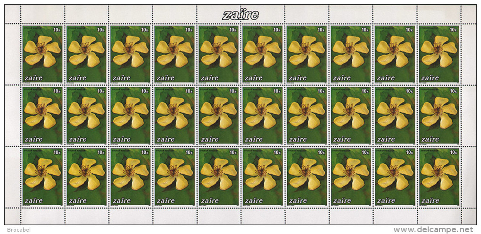 Zaire 1231** 10K  Fleurs - Feuille / Sheet De 30  MNH - Neufs